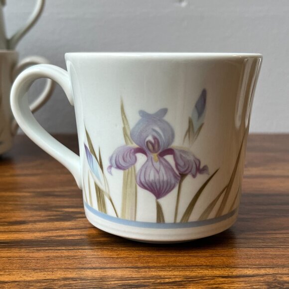 Royal Doulton 6 Tea Cups Lambethare Blue Iris LS1046 England 1981 - Picture 6 of 14